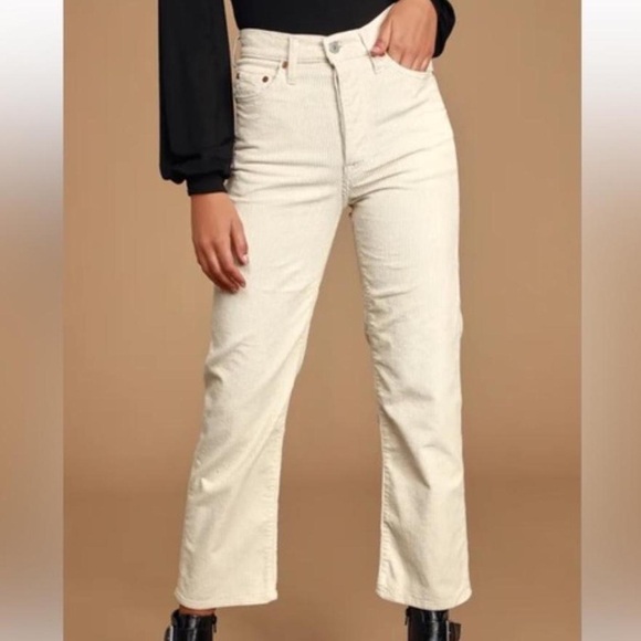 Levi’s rib cage straight ankle ivory corduroy pants - no stretch - Picture 6 of 8